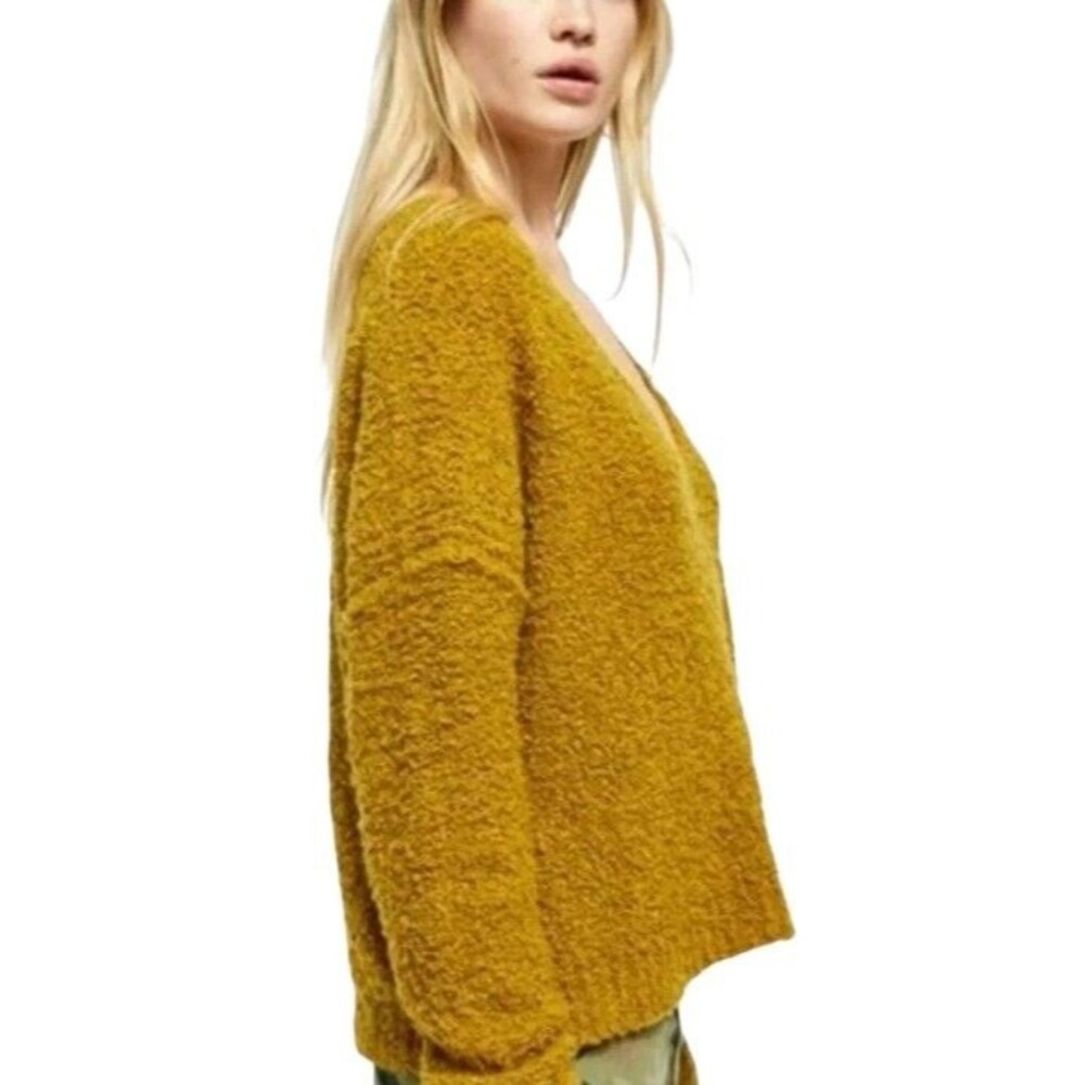 Free People Finders Keepers Cozy Boucle Sweater Womens XS Moss Green Goblincore